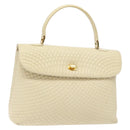 BALLY Hand Bag Leather Ivory Gold Auth 138341-1