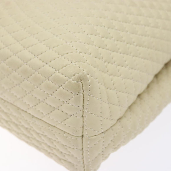 BALLY Hand Bag Leather Ivory Gold Auth 138341