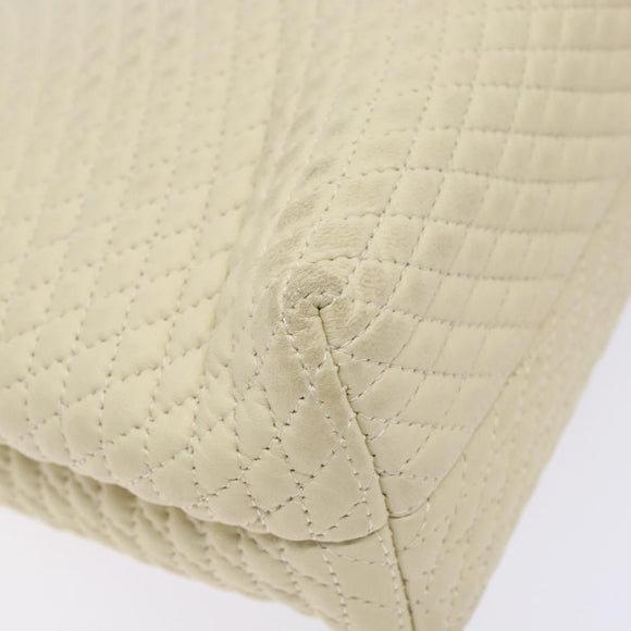 BALLY Hand Bag Leather Ivory Gold Auth 138341