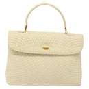 BALLY Hand Bag Leather Ivory Gold Auth 138341-13