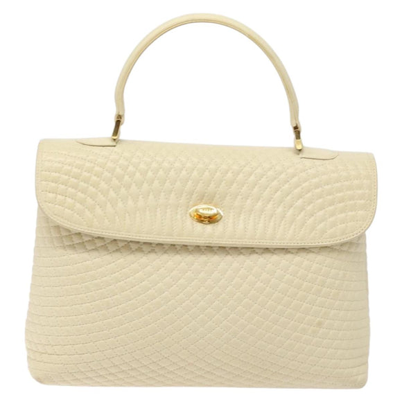 BALLY Hand Bag Leather Ivory Gold Auth 138341