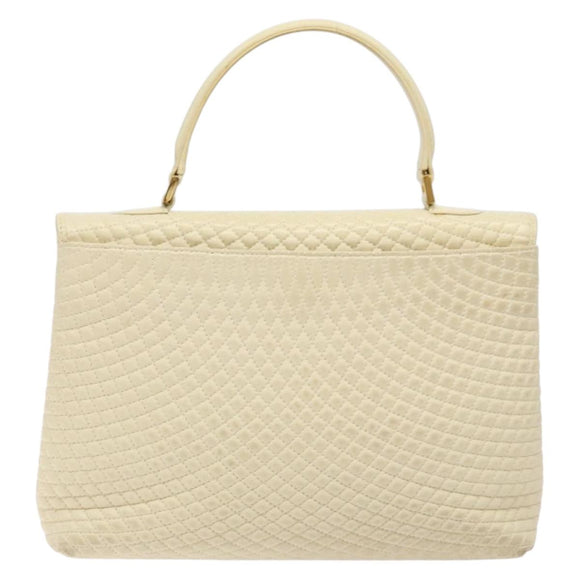 BALLY Hand Bag Leather Ivory Gold Auth 138341