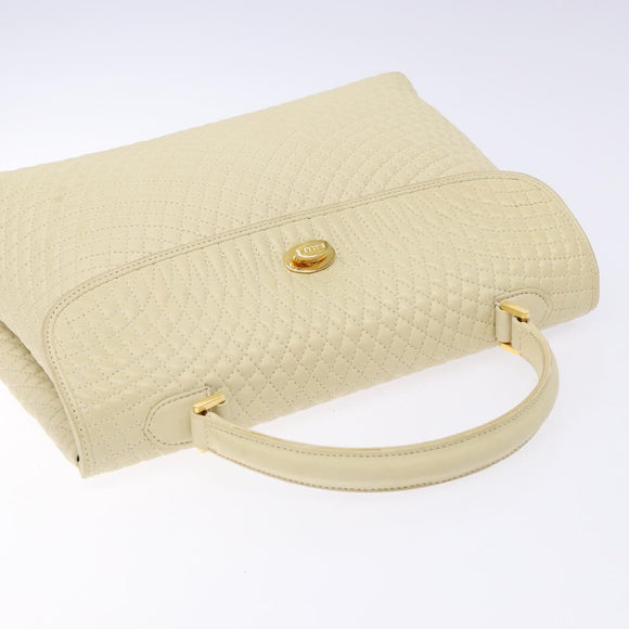 BALLY Hand Bag Leather Ivory Gold Auth 138341