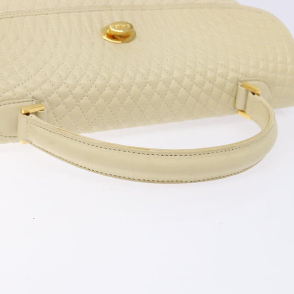 BALLY Hand Bag Leather Ivory Gold Auth 138341