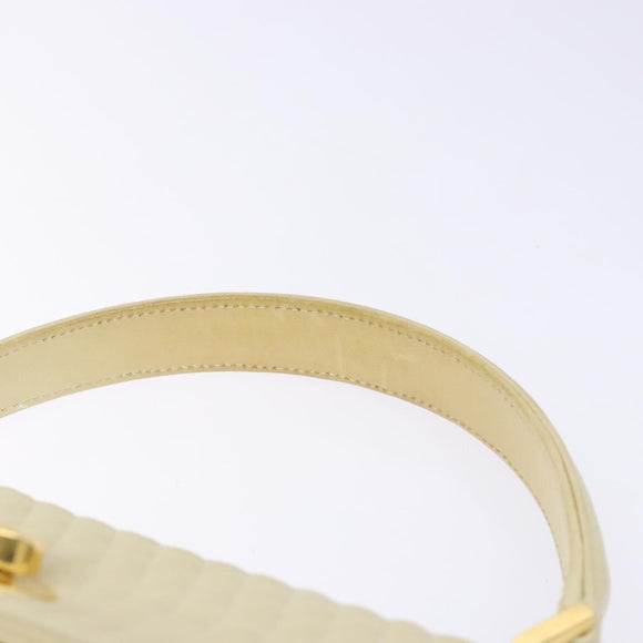 BALLY Hand Bag Leather Ivory Gold Auth 138341