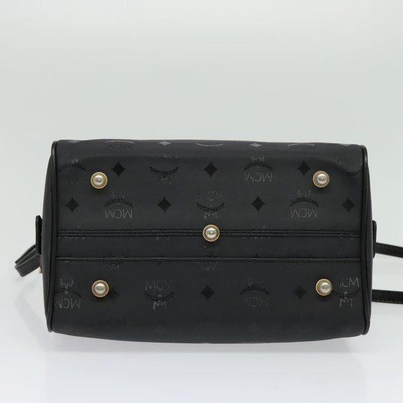 MCM Vicetos Logogram Hand Bag PVC 2way Black Gold Auth 138343