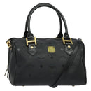 MCM Vicetos Logogram Hand Bag PVC 2way Black Gold Auth 138343-1