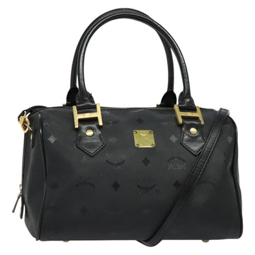 MCM Vicetos Logogram Hand Bag PVC 2way Black Gold Auth 138343