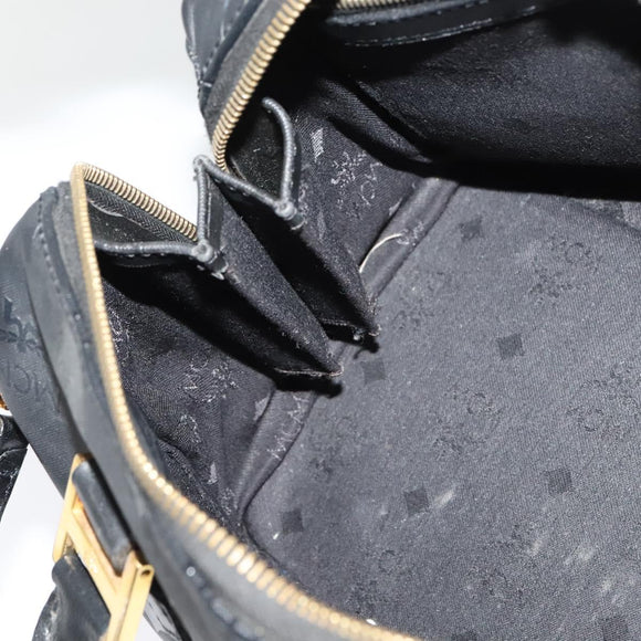 MCM Vicetos Logogram Hand Bag PVC 2way Black Gold Auth 138343