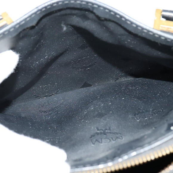 MCM Vicetos Logogram Hand Bag PVC 2way Black Gold Auth 138343