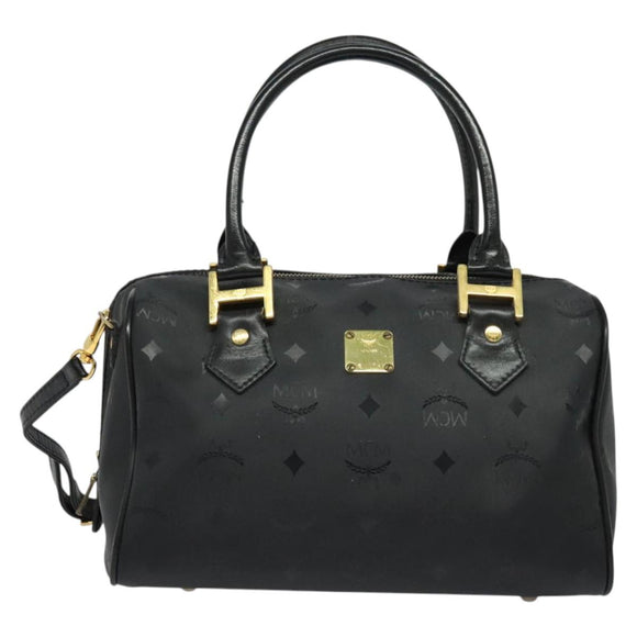 MCM Vicetos Logogram Hand Bag PVC 2way Black Gold Auth 138343