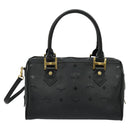 MCM Vicetos Logogram Hand Bag PVC 2way Black Gold Auth 138343-3