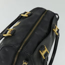 MCM Vicetos Logogram Hand Bag PVC 2way Black Gold Auth 138343-6