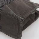 HERMES Her Line PM Hand Bag Canvas Gray Silver Auth 138344-9
