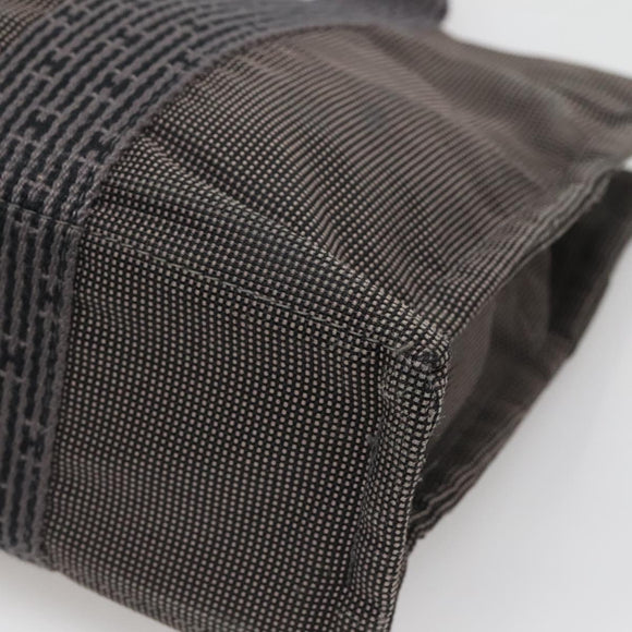 HERMES Her Line PM Hand Bag Canvas Gray Silver Auth 138344