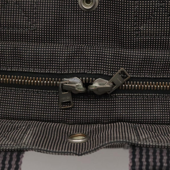 HERMES Her Line PM Hand Bag Canvas Gray Silver Auth 138344
