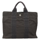 HERMES Her Line PM Hand Bag Canvas Gray Silver Auth 138344-13