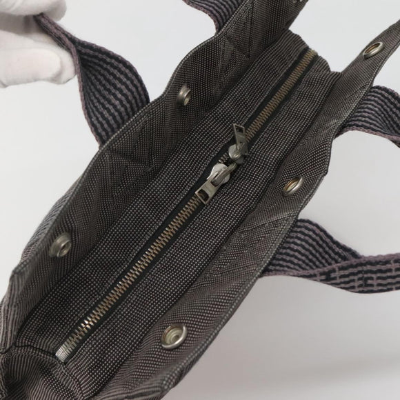 HERMES Her Line PM Hand Bag Canvas Gray Silver Auth 138344