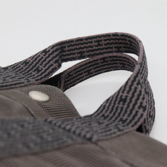 HERMES Her Line PM Hand Bag Canvas Gray Silver Auth 138344