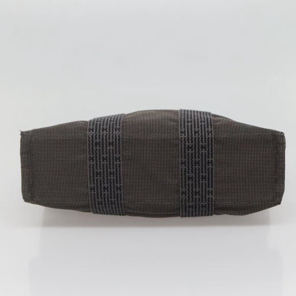 HERMES Her Line PM Hand Bag Canvas Gray Silver Auth 138344