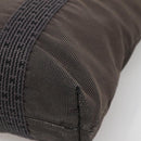 HERMES Her Line Hand Bag Canvas Gray Silver Auth 138345-12