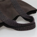 HERMES Her Line Hand Bag Canvas Gray Silver Auth 138345-7