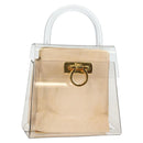 Salvatore Ferragamo Hand Bag Plastic Clear Gold Auth 138346A-1
