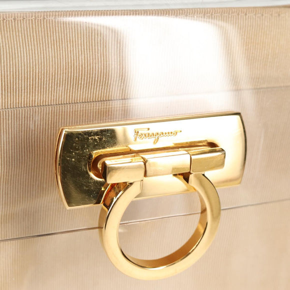 Salvatore Ferragamo Hand Bag Plastic Clear Gold Auth 138346A