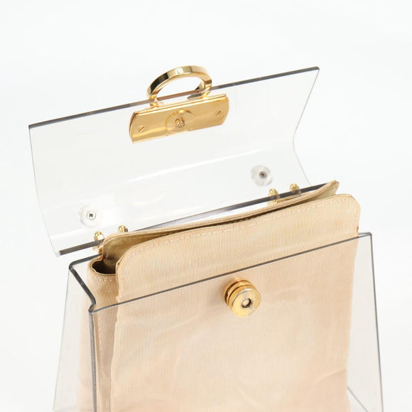 Salvatore Ferragamo Hand Bag Plastic Clear Gold Auth 138346SAV