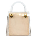 Salvatore Ferragamo Hand Bag Plastic Clear Gold Auth 138346A-2