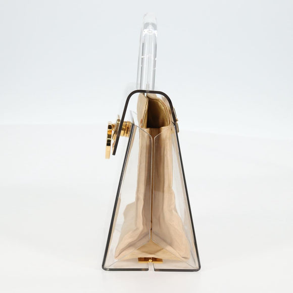 Salvatore Ferragamo Hand Bag Plastic Clear Gold Auth 138346A