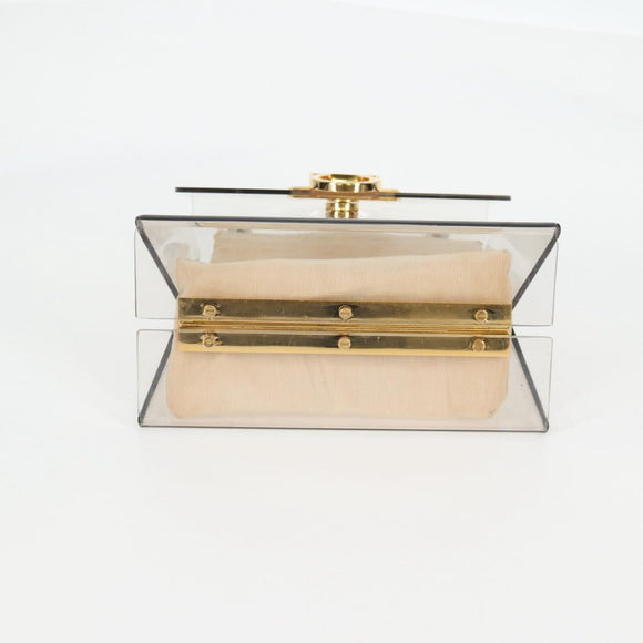 Salvatore Ferragamo Hand Bag Plastic Clear Gold Auth 138346A