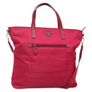 PRADA Tote Bag Nylon 2way Pink Silver Auth 138350-1