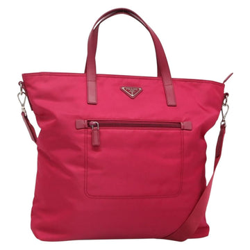 PRADA Tote Bag Nylon 2way Pink Silver Auth 138350