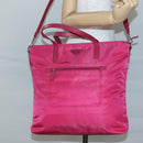 PRADA Tote Bag Nylon 2way Pink Silver Auth 138350-27