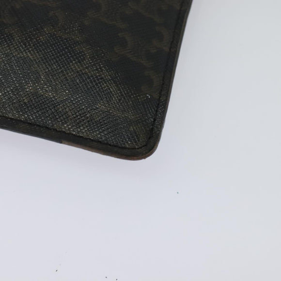 CELINE Triomphe Cell Phone Case Shoulder Bag PVC Black Auth 138351