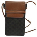 CELINE Triomphe Cell Phone Case Shoulder Bag PVC Black Auth 138351-2