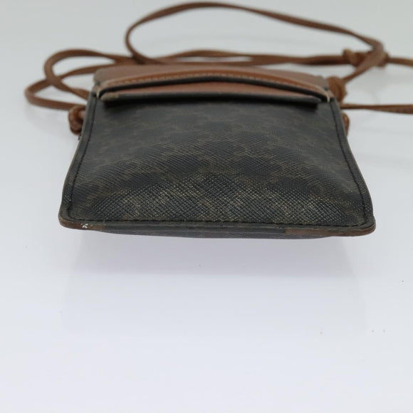 CELINE Triomphe Cell Phone Case Shoulder Bag PVC Black Auth 138351