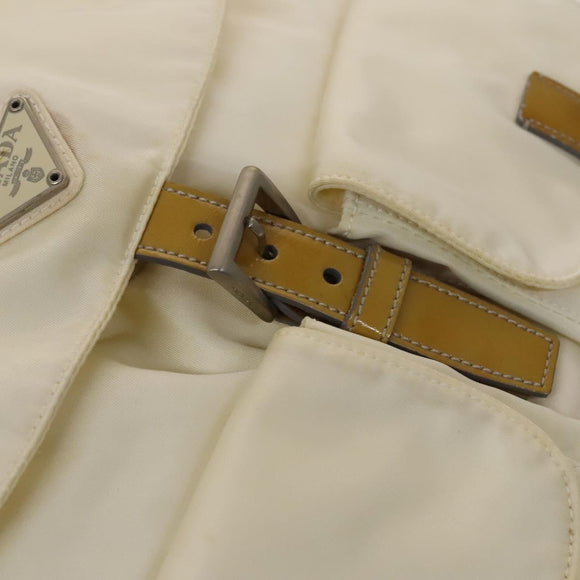 PRADA Backpack Nylon White Silver Auth 138353