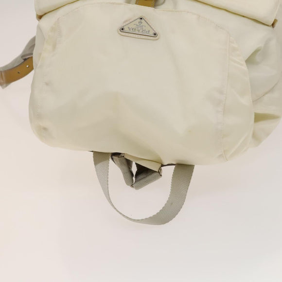 PRADA Backpack Nylon White Silver Auth 138353