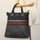GUCCI Diamante Hand Bag Nylon Navy Gray Silver 268112 Auth 138357-23