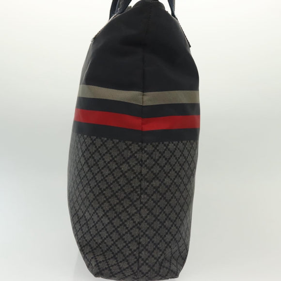 GUCCI Diamante Hand Bag Nylon Navy Gray Silver 268112 Auth 138357