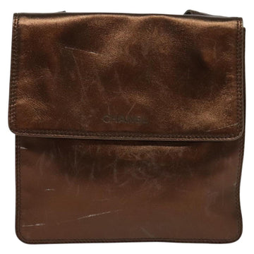 CHANEL Shoulder Bag Leather Brown CC Auth 138366 - 0