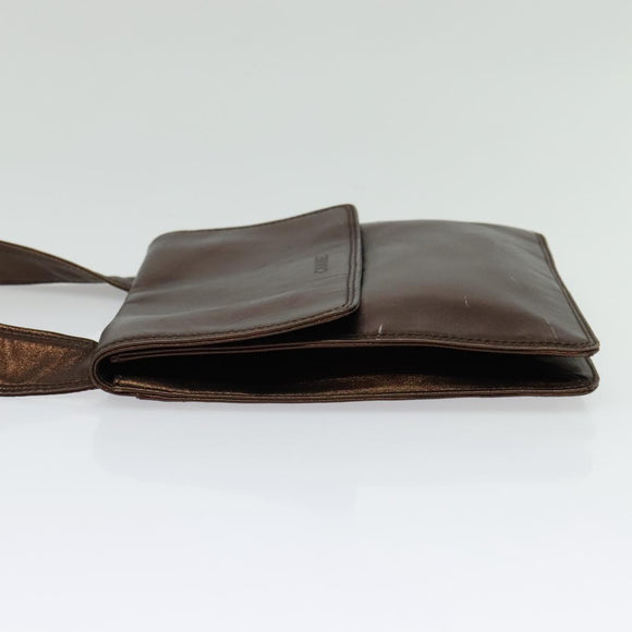 CHANEL Shoulder Bag Leather Brown CC Auth 138366