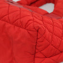 CHANEL Coco Cocoon Hand Bag Nylon Red Silver CC Auth 138367-14