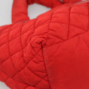 CHANEL Coco Cocoon Hand Bag Nylon Red Silver CC Auth 138367-15