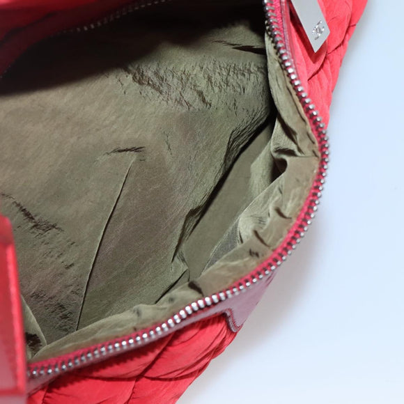 CHANEL Coco Cocoon Hand Bag Nylon Red Silver CC Auth 138367