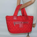 CHANEL Coco Cocoon Hand Bag Nylon Red Silver CC Auth 138367-24