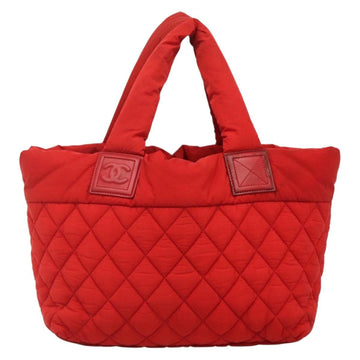 CHANEL Coco Cocoon Hand Bag Nylon Red Silver CC Auth 138367 - 0