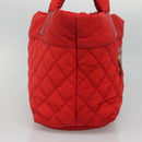 CHANEL Coco Cocoon Hand Bag Nylon Red Silver CC Auth 138367-3